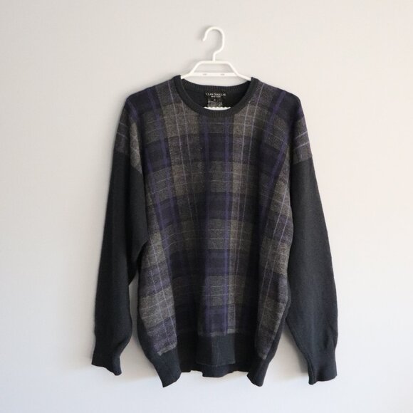 Clan Douglas Mens XL Cashmere/Wool Scotland Tartan Plaid Pullover Knit Sweater - Picture 1 of 11